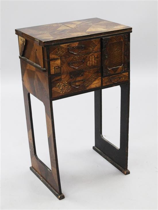 A Japanese Hakone ware cabinet, W.1ft 6in.